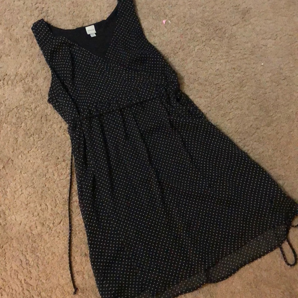 Black dress with white dots