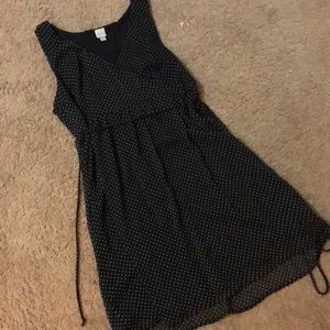 Black dress with white dots