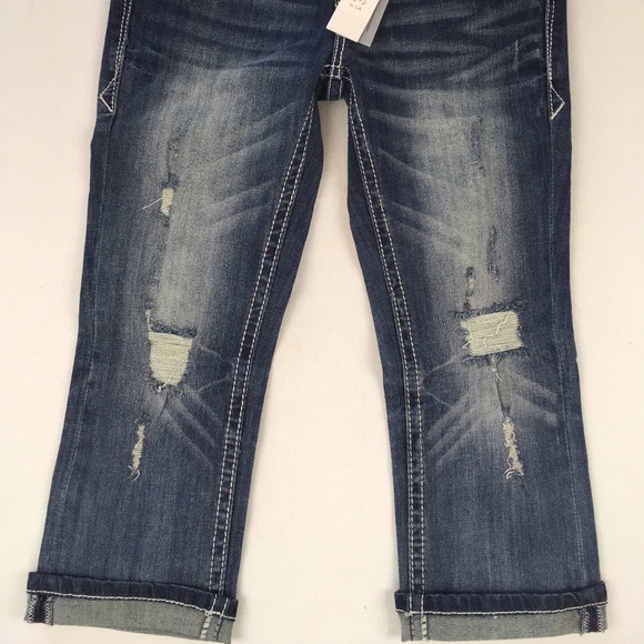 NWT GRACE IN LA JEANS Chevron Cropped Capri Jean - Picture 5 of 8