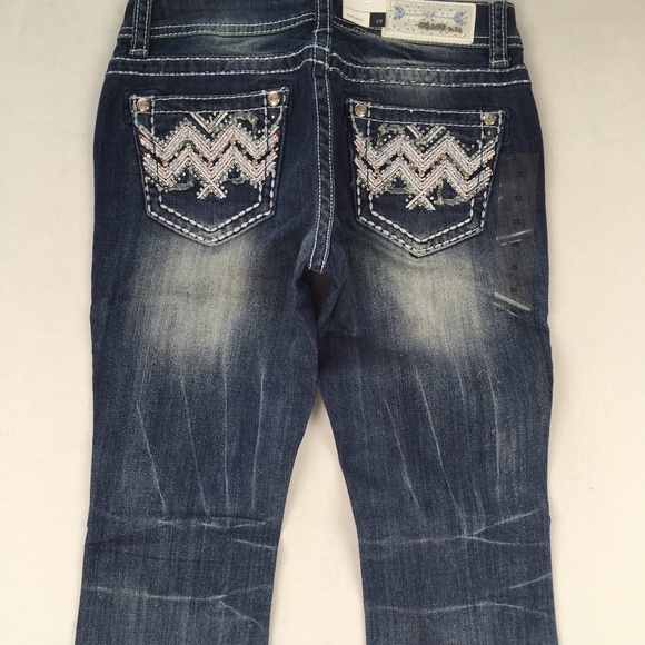 NWT GRACE IN LA JEANS Chevron Cropped Capri Jean - Picture 4 of 8