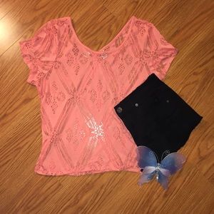 Pink Flowery Cutout Top