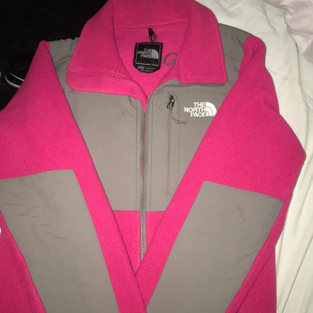 Pink north face fleece jacket