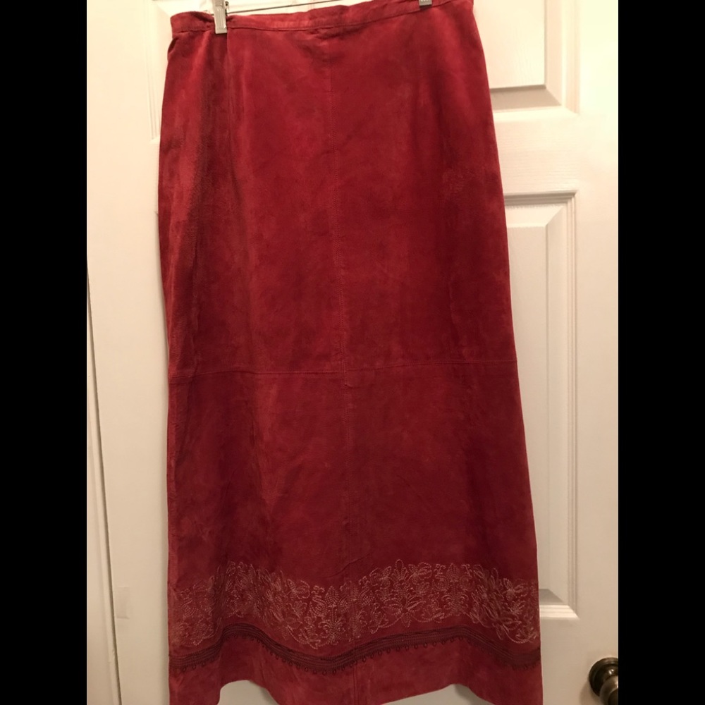 Suede pencil maxi skirt