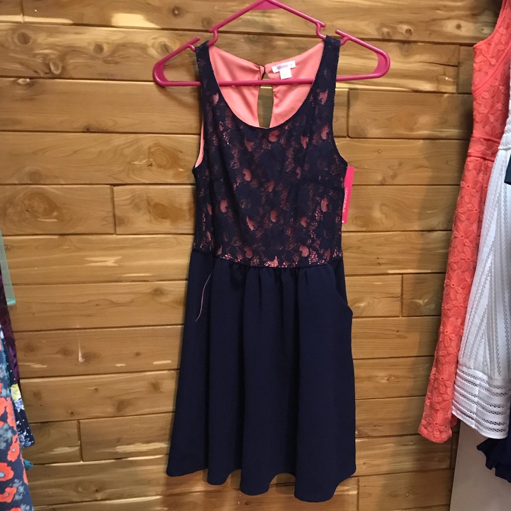 NWT Target Xhiliration Fit & Flare Navy Lace Dress