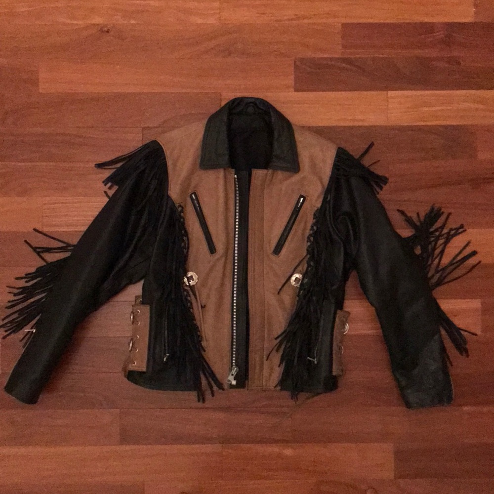 Western Style Leather Fringe Jacket