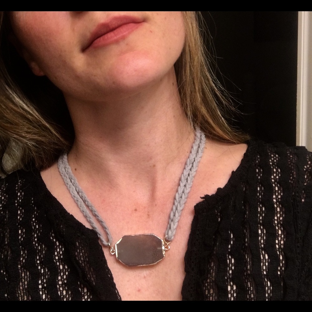 : Large Pendant Necklace with Rope chain : purple