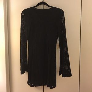 Nightcap Clothing Lace Open Back Chain Mini Dress