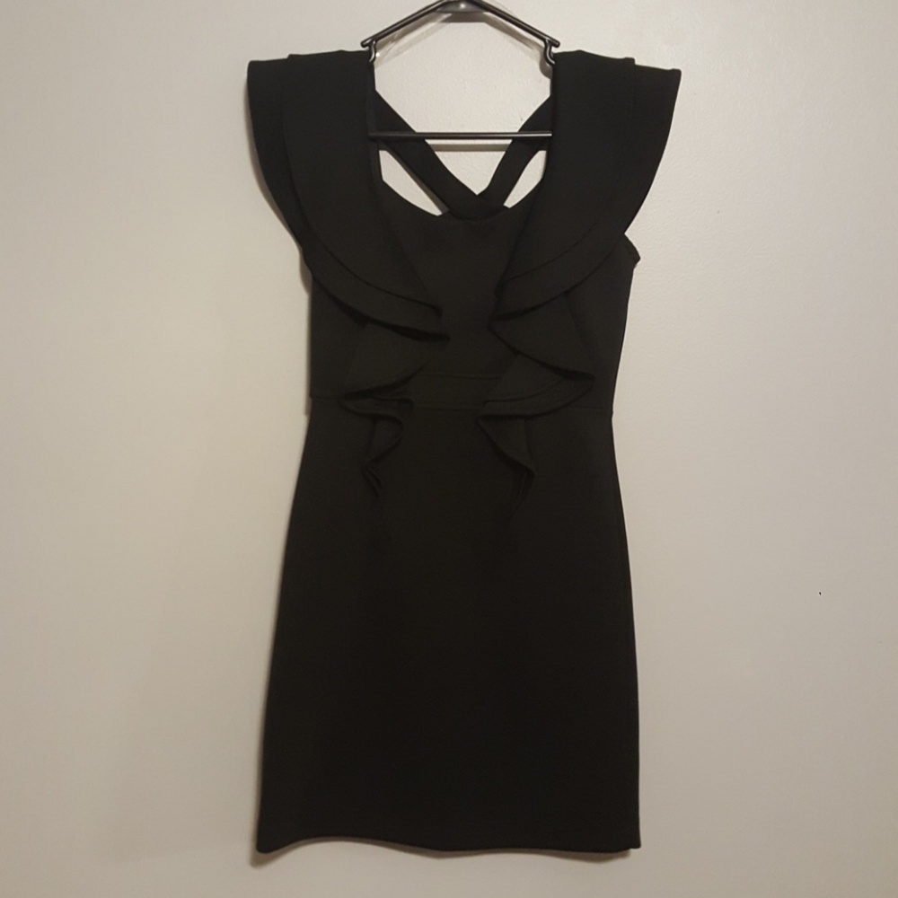 Women's Black Dress with Ruffle Detail