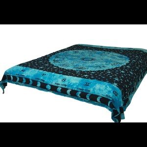 Twin Hippie Blue Sunsign Mandala Tapestry Bohemia