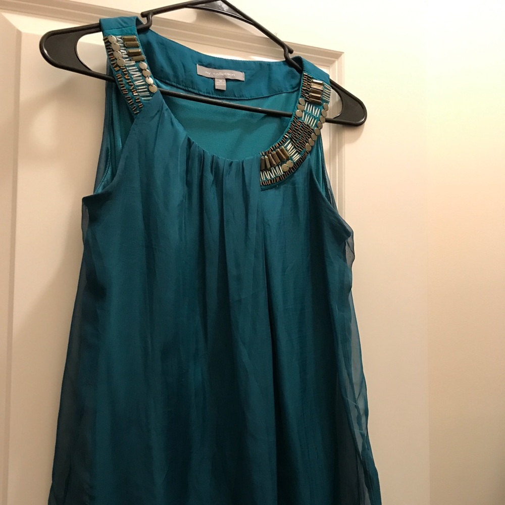 Teal Beaded Formal Blouse