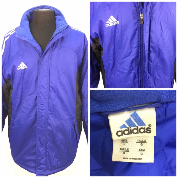 adidas Other - Vtg Adidas Sz L Blue White Long Puffer Jacket