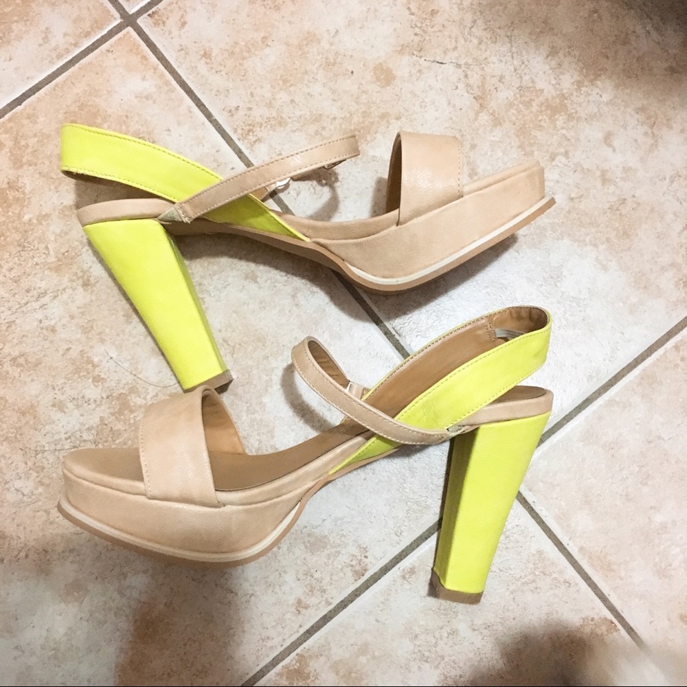 yellow lime nude - Sandals heels