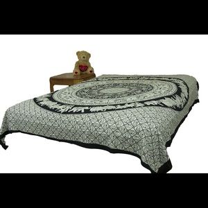 Queen Hippie Black Elephant Mandala Tapestry Decor