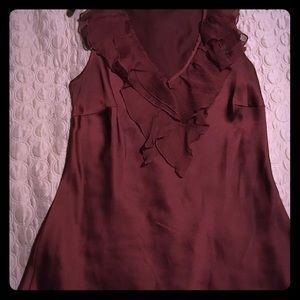 Medium sleeveless Rust color satin top