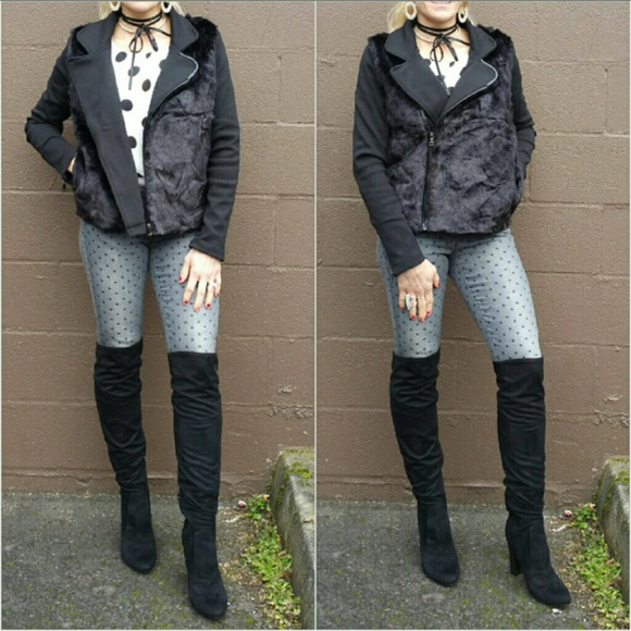 FAUX FUR DETAILED MOTO JACKET - Picture 3 of 4