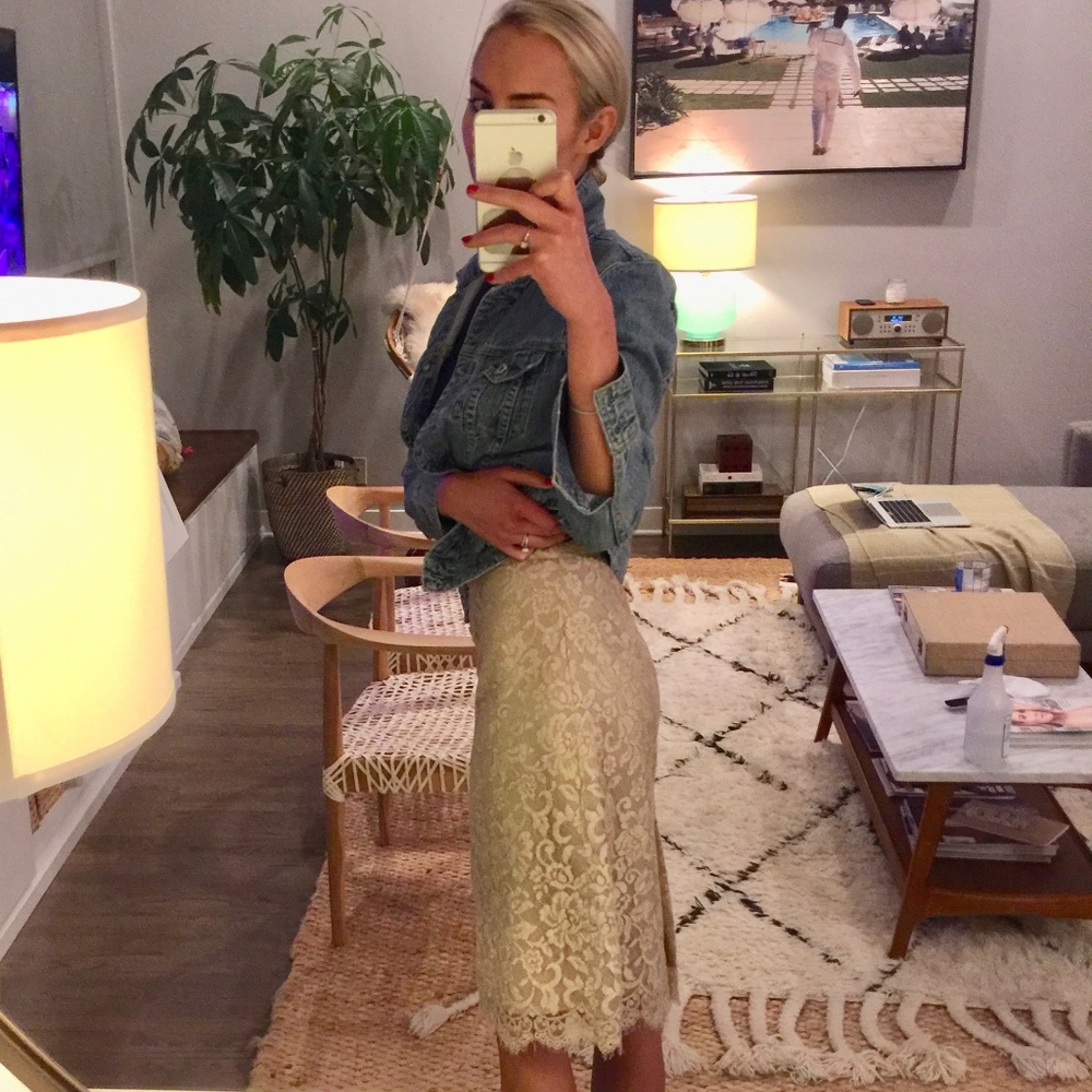Banana Republic Gold Lace Skirt
