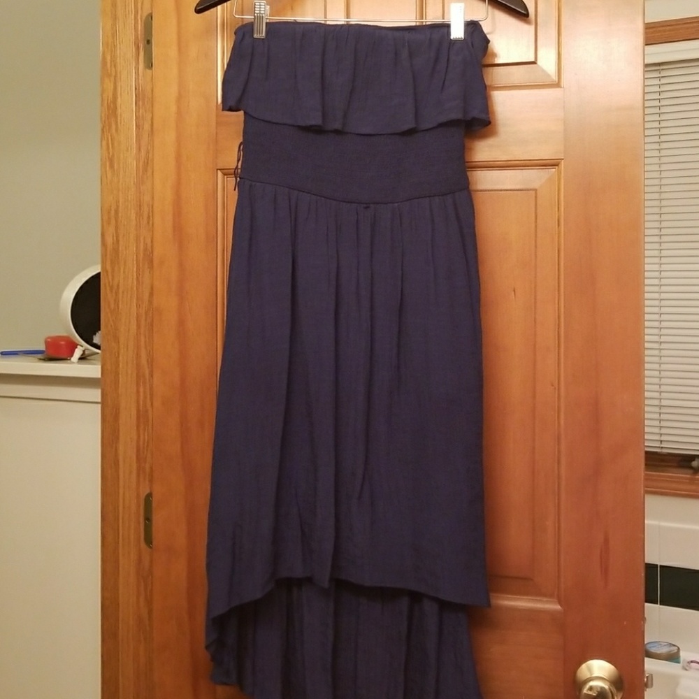 Navy Blue High Low Linen dress