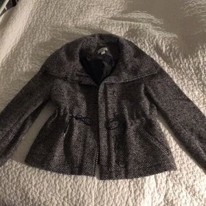 Ann Taylor LOFT Jacket Medium Black/Grey pattern