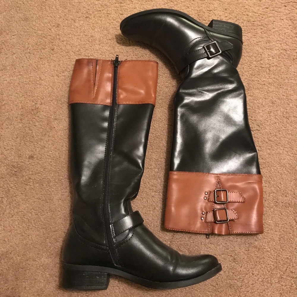 Faux leather riding boots
