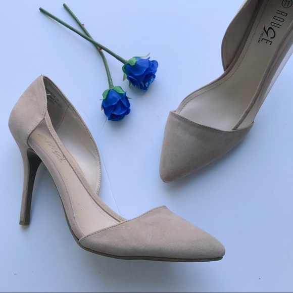 Rouge Helium Shoes - • Beige Suede & Mesh D’Orsay Size 11 Heels •
