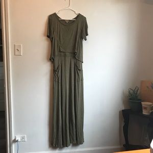 Bordeaux Kalos Green Maxi Dress