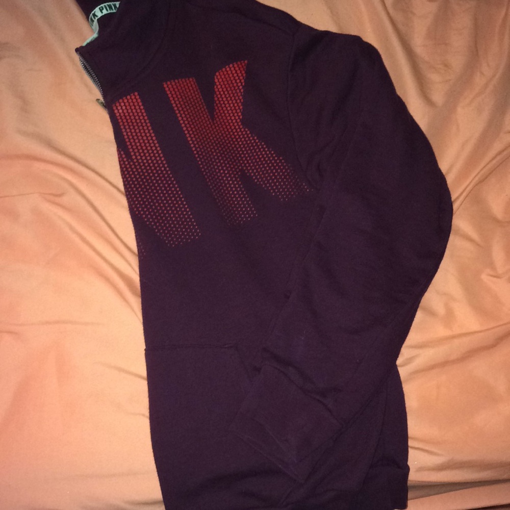 Pink half zip pull over
