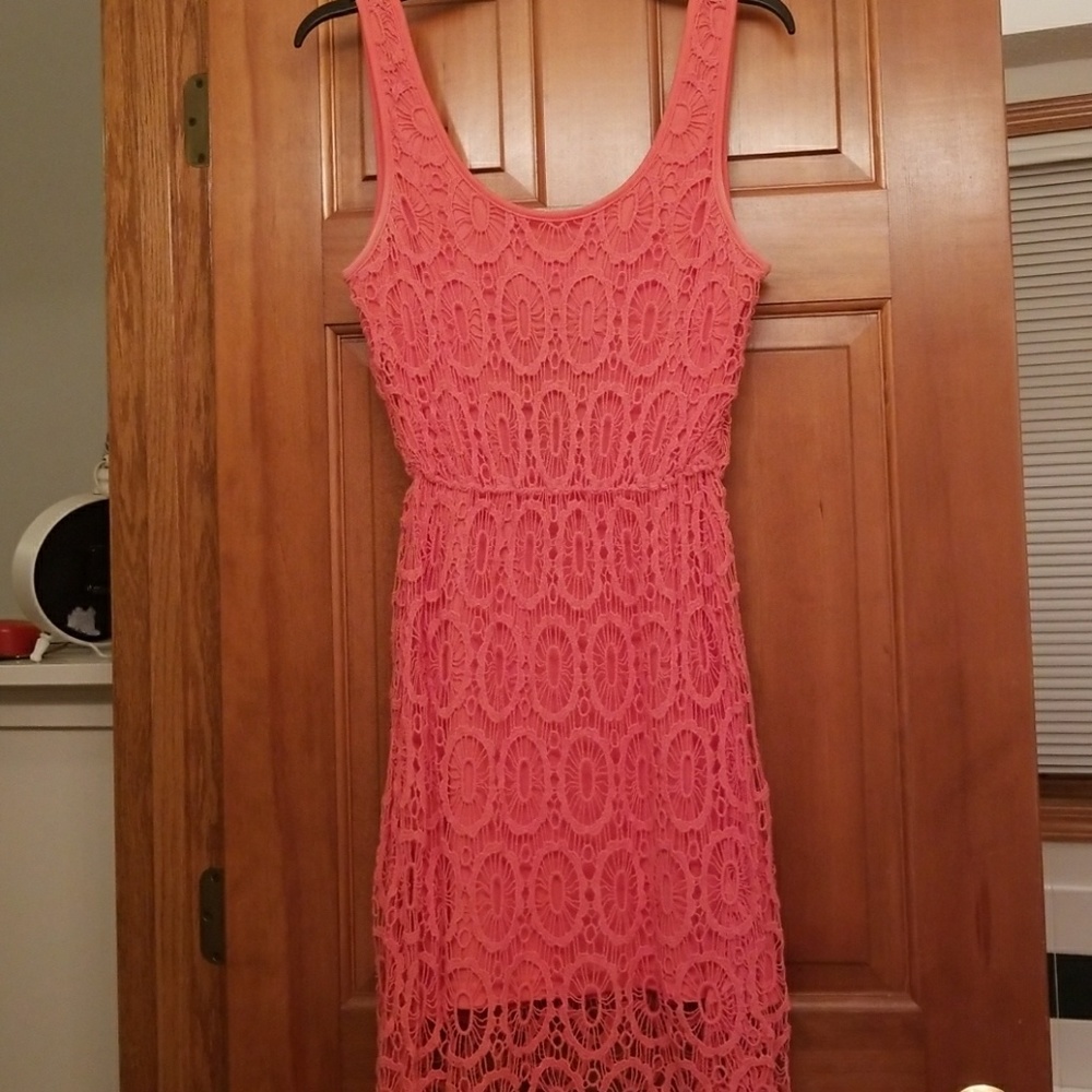 Lauren Conrad Coral Crochet Dress