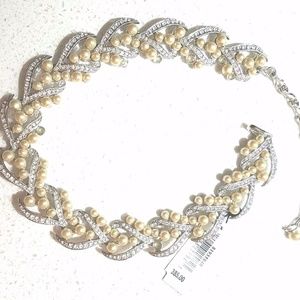 Erwin Pearl bridal or evening choker diamond-look