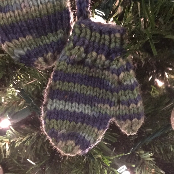 Hand-Knit Tiny Mittens Christmas Ornament - Picture 2 of 2
