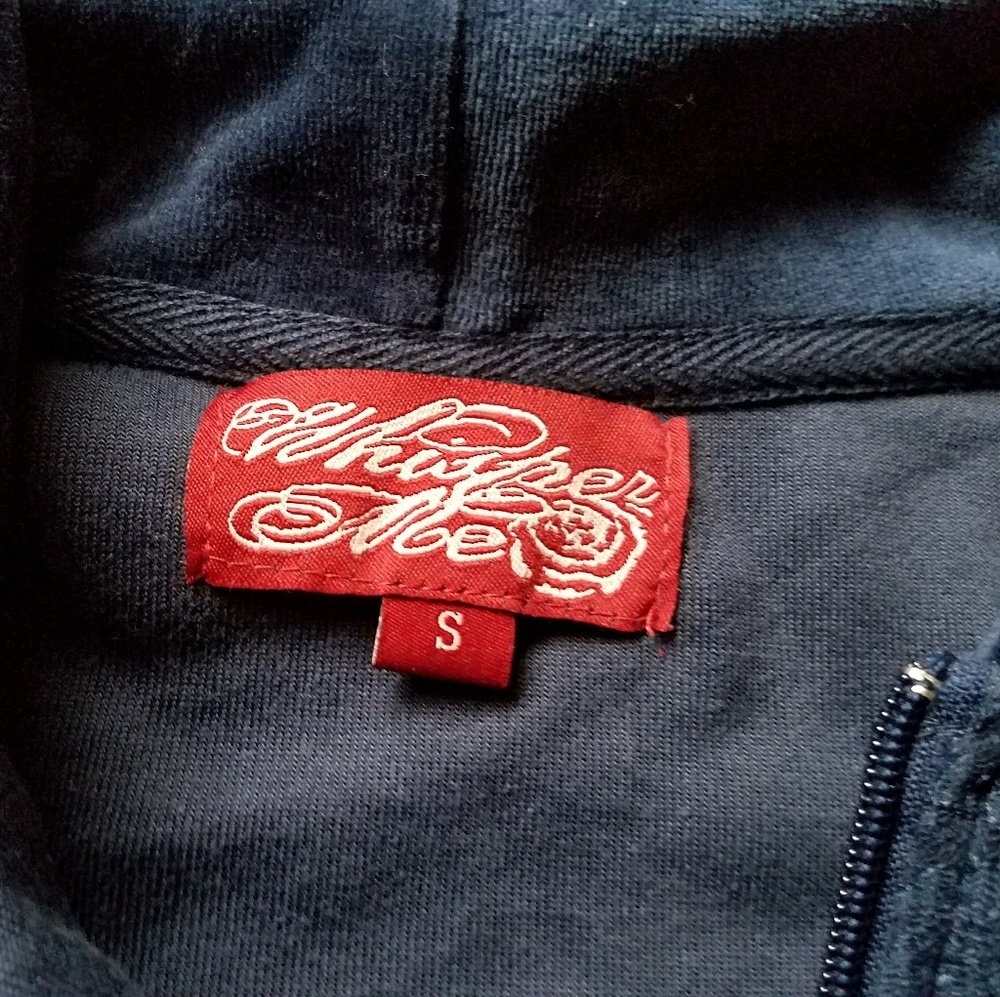NWOT Navy Lace Velour Zip Hoodie - Picture 4 of 5