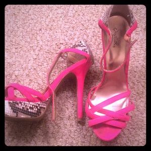 Pink python heels