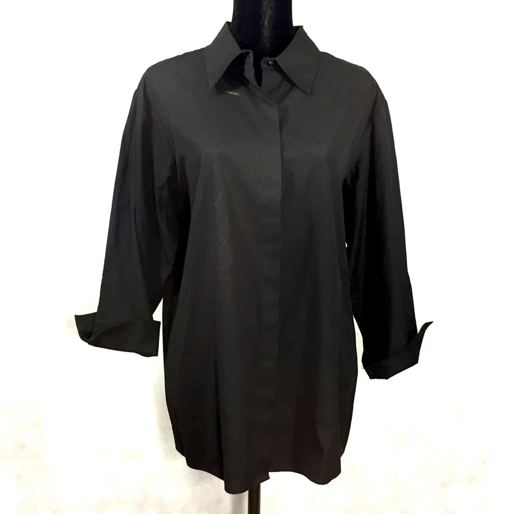 DKNY Black Cotton Buttoned Shirt