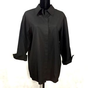 DKNY Black Cotton Buttoned Shirt