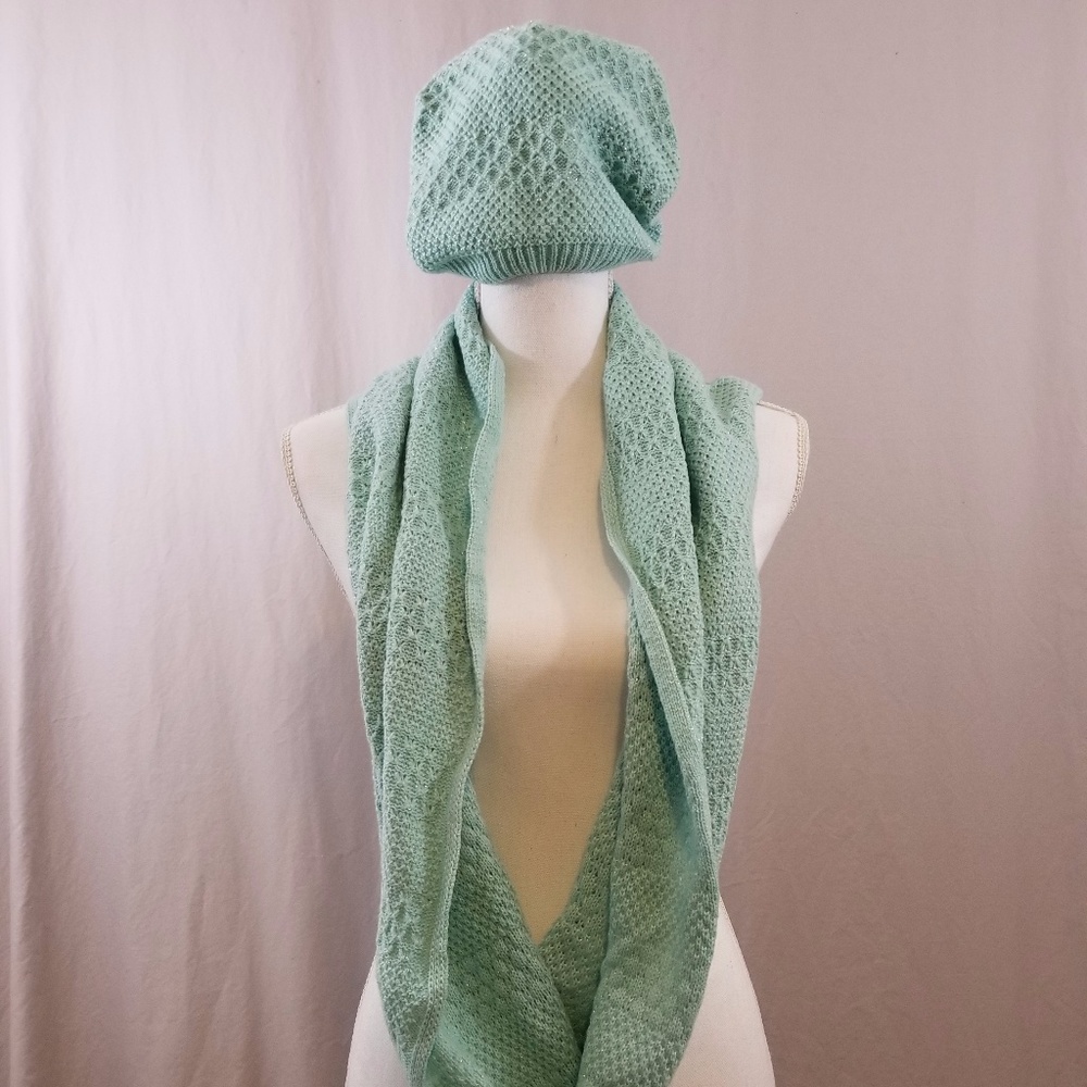 New York & Company Blue Scarf/Hat Set