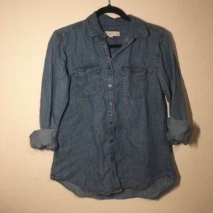 LOFT Chambray Button Up Shirt XS