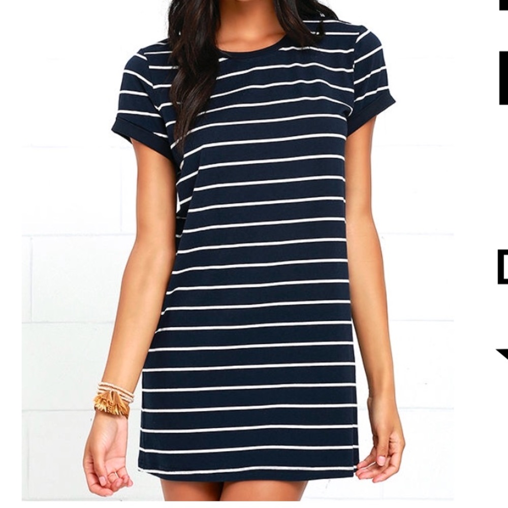 LuLu’s Navy Blue Striped Shirt Dress