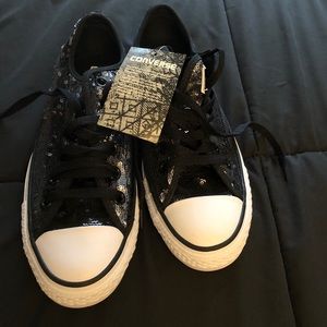 Black Sequin Converse Size 8.