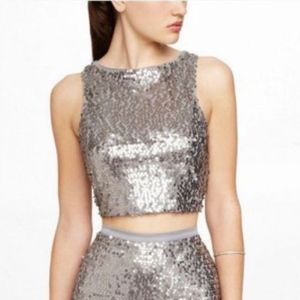 🚫SOLD🚫Express Crop Top Sequin Silver Size L