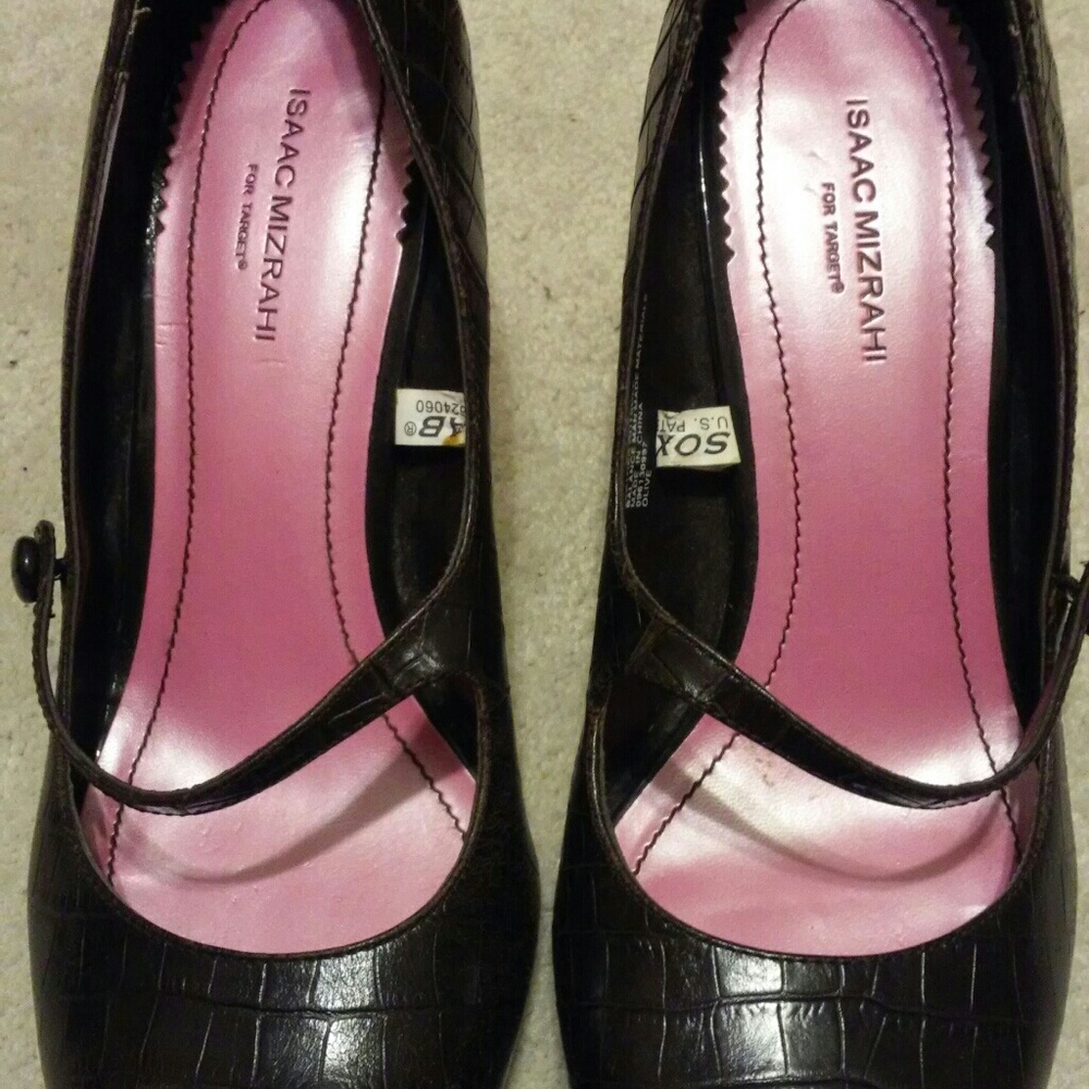 Brown croc design mary jane heels