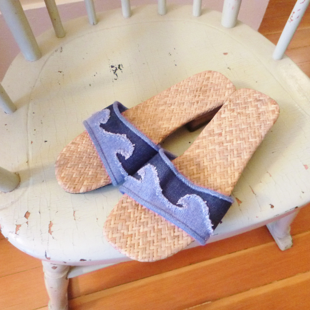 Unique denim shoes. Made w/ Recycled Materials.