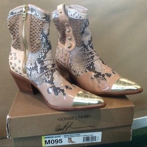 Donald Pliner-Embellished Leather/snakeskin bootie