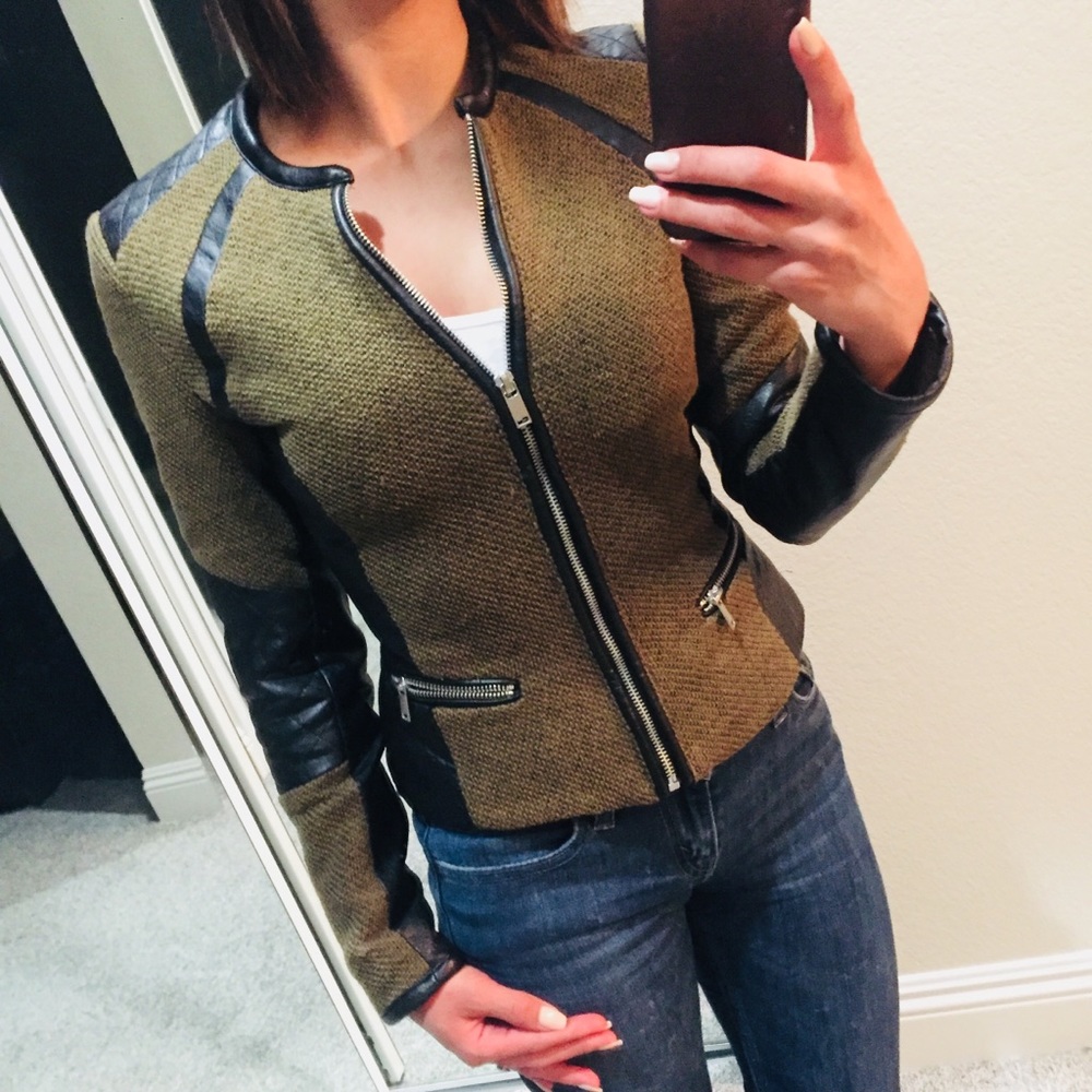 H&M Olive Faux Leather Moro Jacket