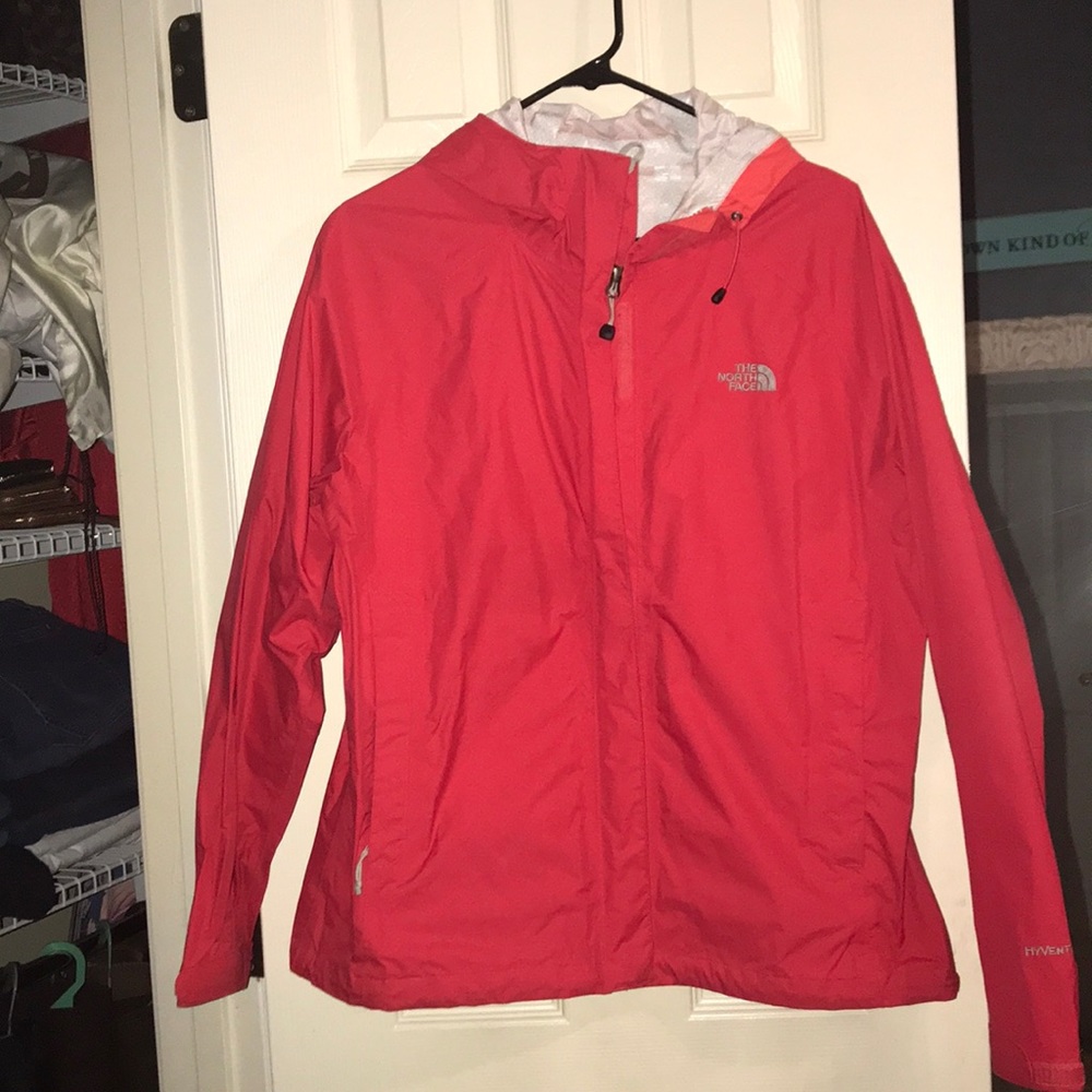 The Northface Women’s Hyvent Rain Jacket in coral