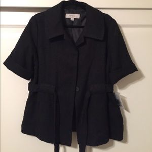*NWT BLACK BELTED SHORT SLEEVE “TWEED” JACKET