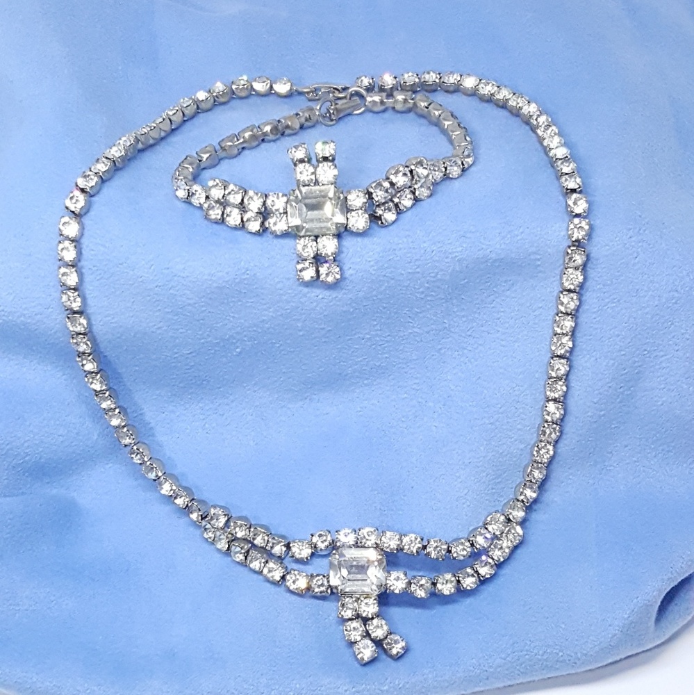 1930s Rhinestone Necklace and Bracelet Set