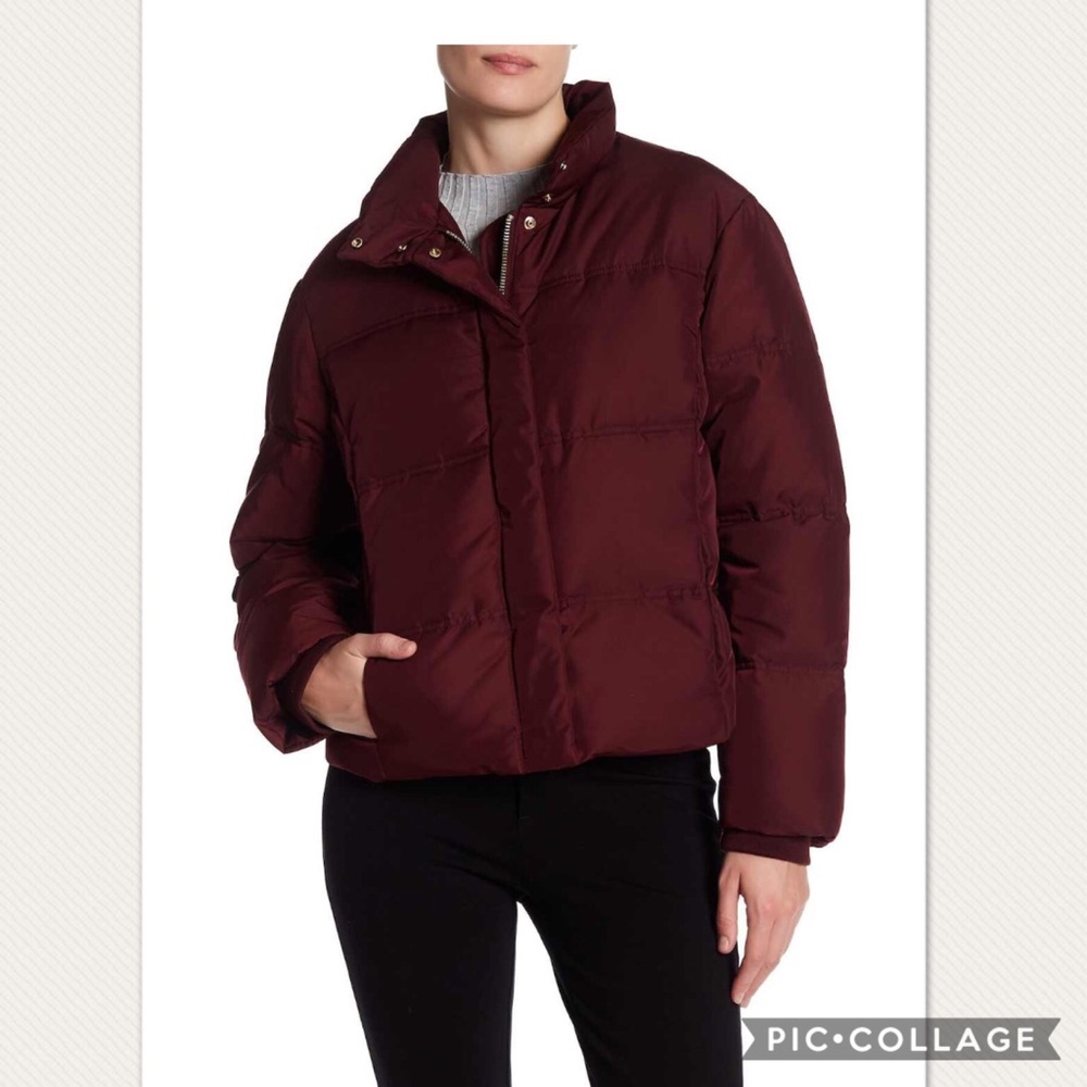Topshop Burgundy Puffer Jacket