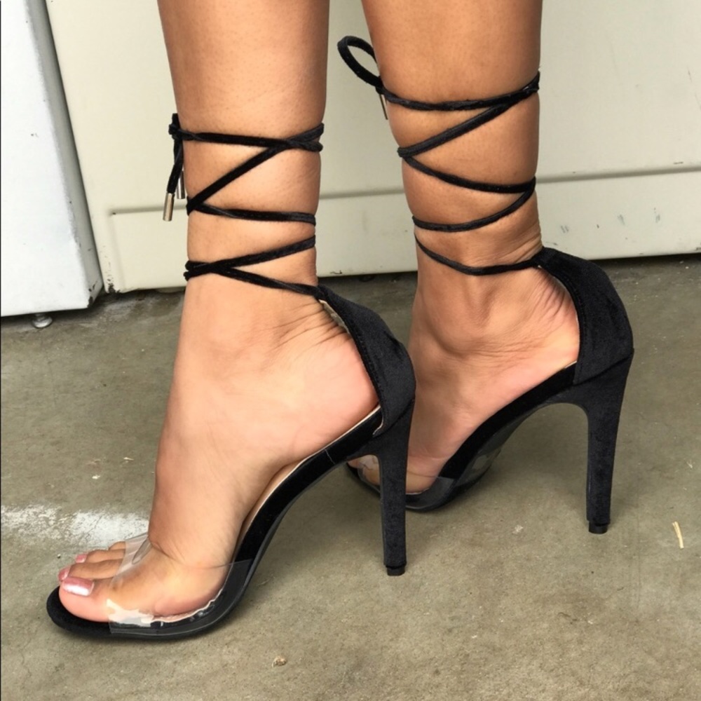 Black lace ups heels