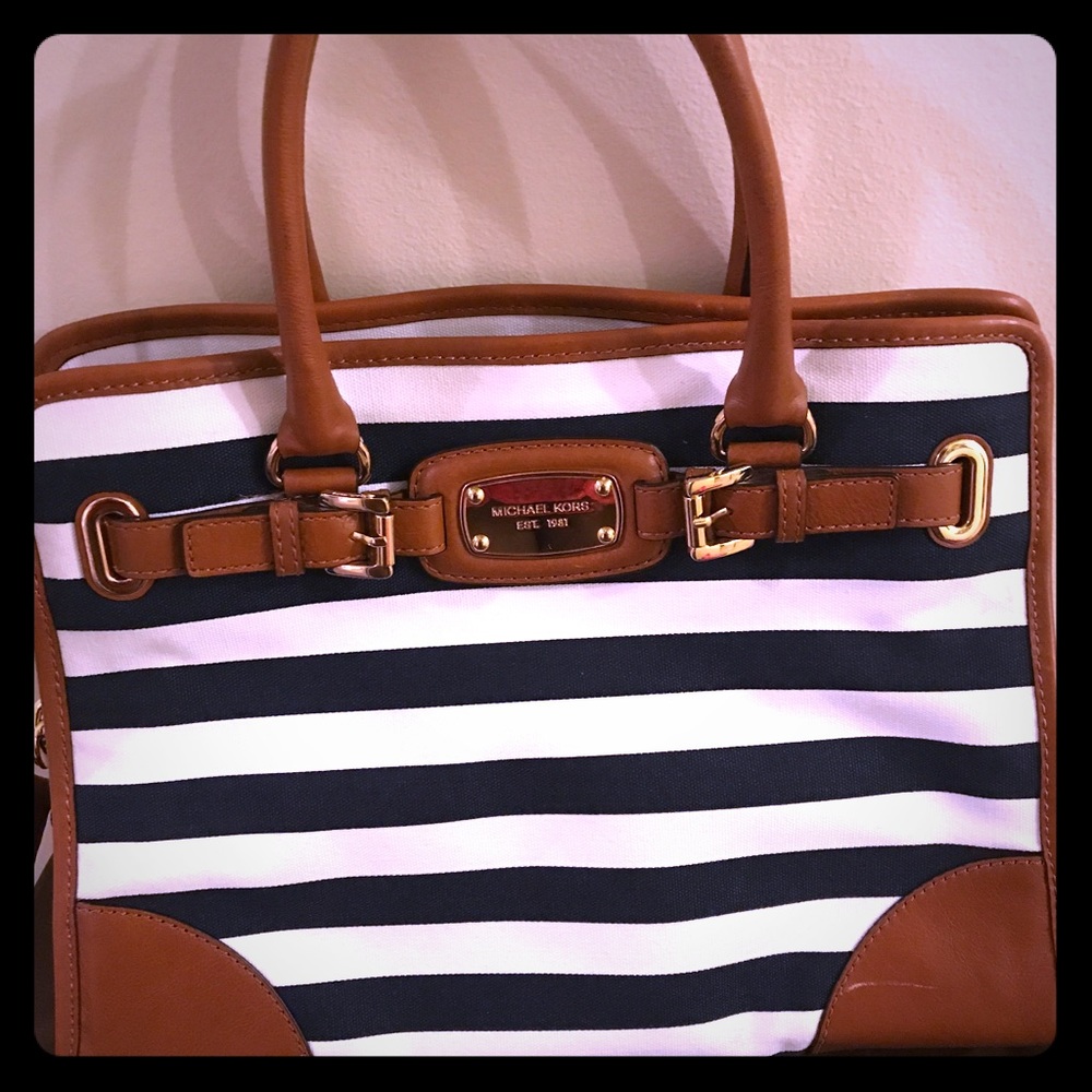 Michael Kors Blue & White Hamilton Stripe Bag