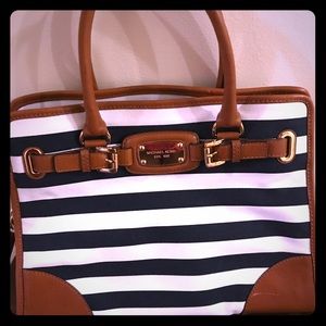Michael Kors Blue & White Hamilton Stripe Bag