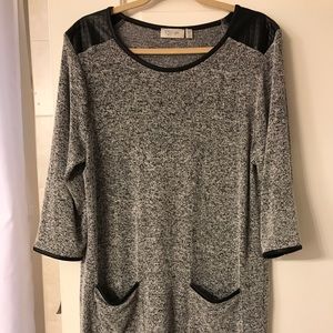 RD Style dress with pockets & faux leather piping